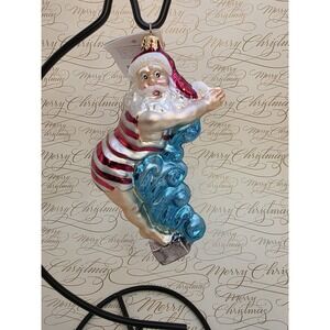 Christopher Radko Swan Dive Santa 01-0449-0 2001 Beach Swimmer Ornament 6"